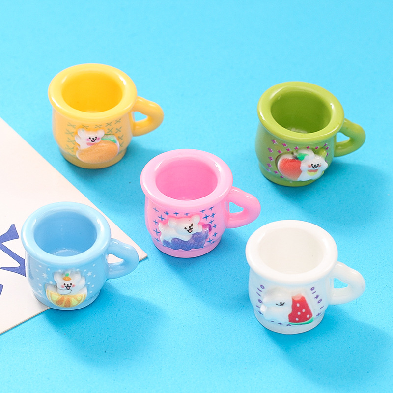 三丽鸥洗漱杯卡通diy树脂食玩杯子儿童过家家仿真电玩城家具摆件
