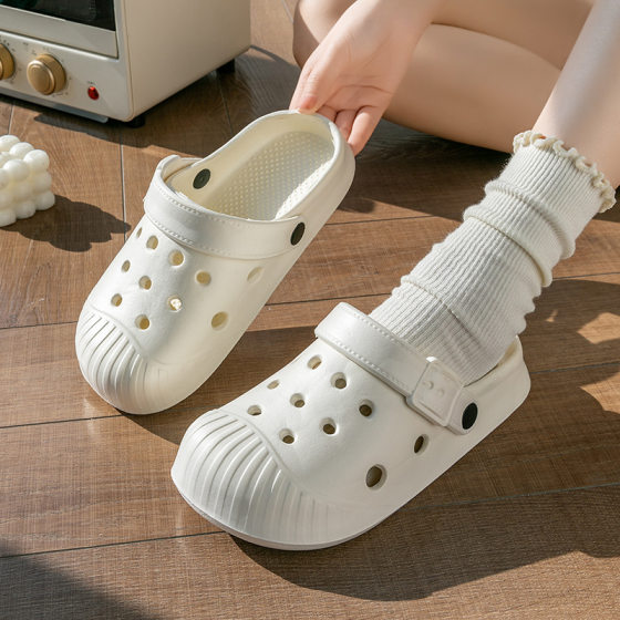 Summer New EVA Hole Shoes Women's Home Indoor Baotou Sandals Couple Wear Breathable Non-slip Beach Slippers