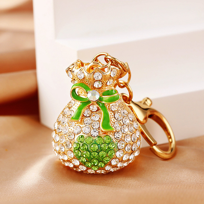 Diamond Embellished Heart Shaped Keyring For Handbags And Keys_voghion.com