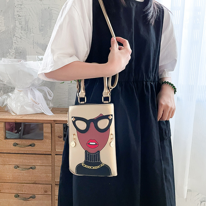 345g Weight Cotton Lining Material Sewing Thread Fashion Element Zipper Closure Type Single Shoulder Strap Strap Type Crossbody Bag Bags Type Casual, Shopping Occasion Pu Leather Material Human Pattern All Seasons Season Women's Gender Streetwear Style Square Shape Medium Size Women's Medium Pu Leather Human Streetwear Sewing Thread Square Zipper Crossbody Bag 115