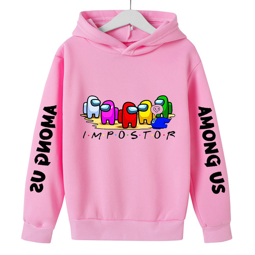 An Among Us themed stylish cartoon loose long-sleeved hooded sweatshirt for autumn and winter, suitable for both men and women with a cap.