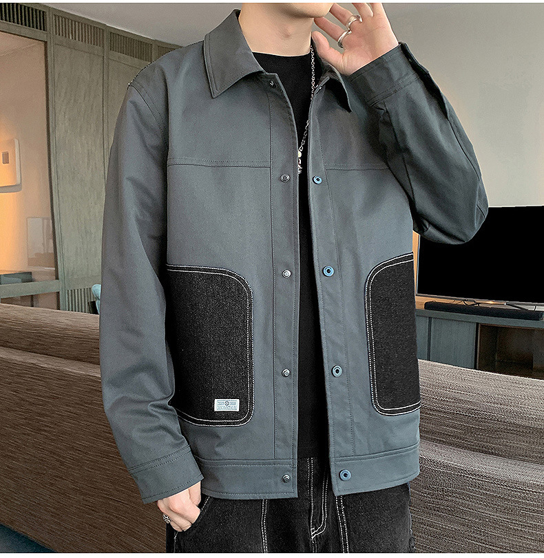 Stagione primaverile e autunnale 2024 Nuove giacche con colletto ribaltabile Top slim fit edizione coreana per tendenza cappotto sottile casual da uomo_voghion.com