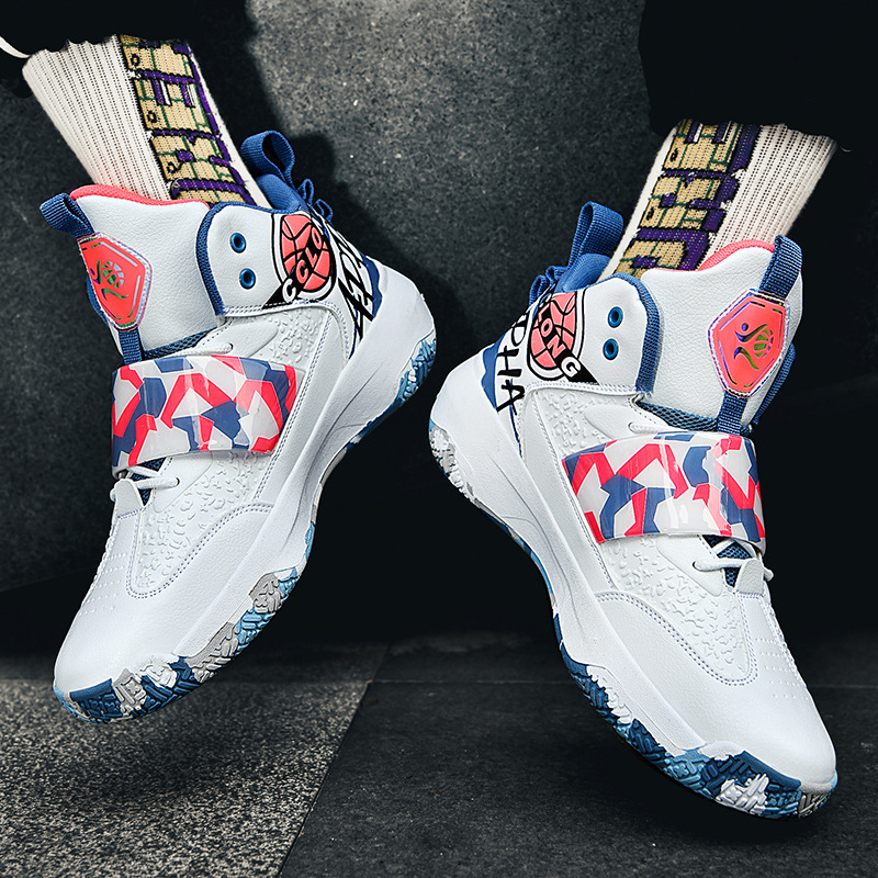 Chaussures de basket-ball montantes pour hommes, baskets en maille respirante, tendance de rue, Velcro rebondissant, nouvelle collection_voghion.com