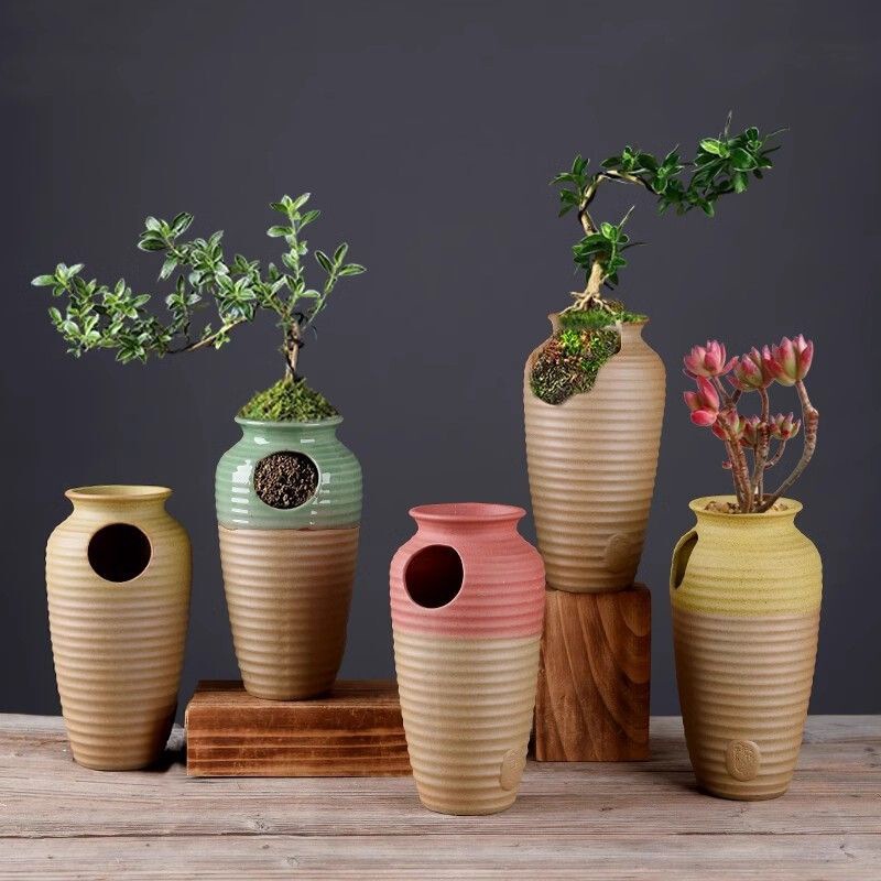 Rough Pottery Cut Edge Lao Zhuang Succulent Flower Pot Ceramic Creative Personality Retro Pot Breathable High Pot Special Clearance Potted Plant Rough Pottery Cut Edge Lao Zhuang Succulent Flower Pot Ceramic Creative Personality Retro Pot Breathable High Pot Special Clearance Potted Plant