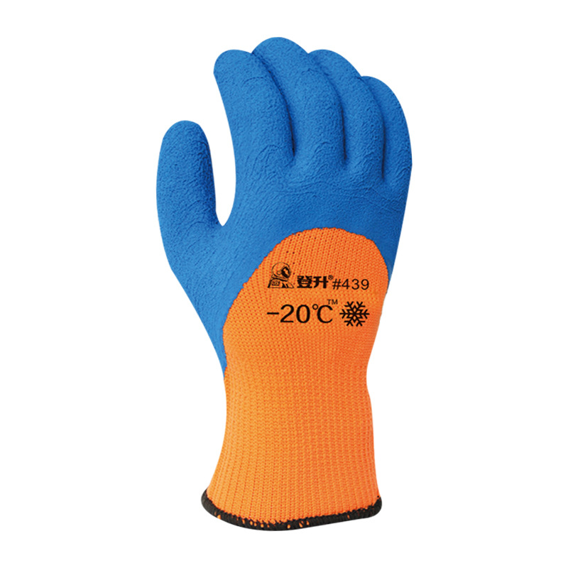 Dengsheng 439 invierno cálido guantes de trabajo engrosado forrado de lana Terry látex resistente al desgaste antideslizante trabajo a prueba de frío de algodón
