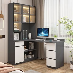 Corner Desk Home Bookcase Integrated Computer Desk Bookcase Combination Learning Writing Desk Student Computer Desk Bookcase