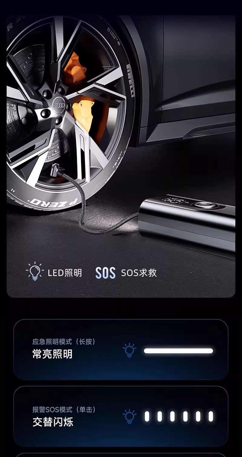 Car Air Pump, Portable Electric Air Pump for Cars, Car Tire Pump with Tire Pressure Measurement, Bicycle Air Pump