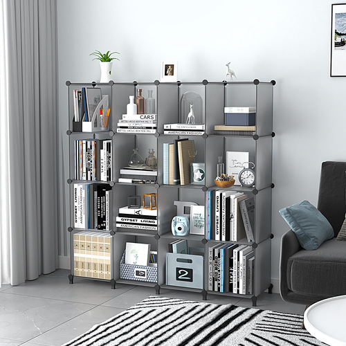 16-grid light gray bookshelf miscellaneous rack plastic cube storage manager plastic storage rack shelf storage rack