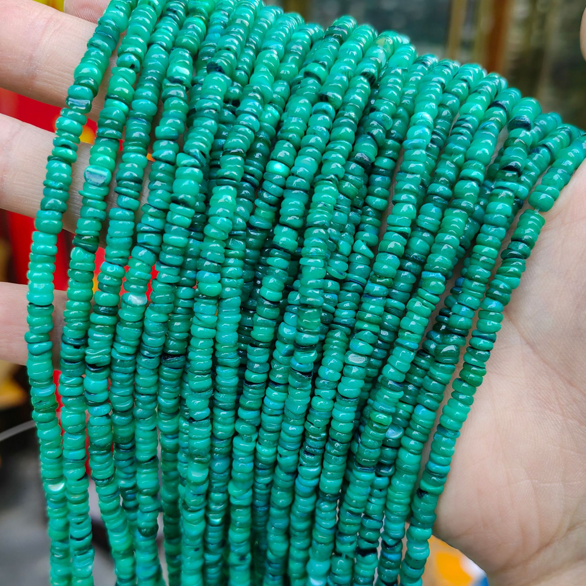 Ventas transfronterizas de conchas naturales 3mm4mm5mm mesoporo disco perlas espaciadoras semiacabadas accesorios de joyería diy