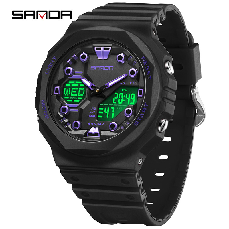 Sanda Sanda 6200 Orologio elettronico Esplosioni Sveglia multifunzionale Orologio impermeabile Orologio Cool Beginning Orologio per studenti delle scuole superiori_voghion.com