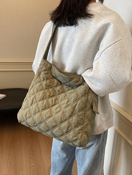 Bolso bandolera de algodón Lingge para niñas 2024 comercio exterior nuevo bolso de temperamento simple bolso de hombro de gran capacidad casual