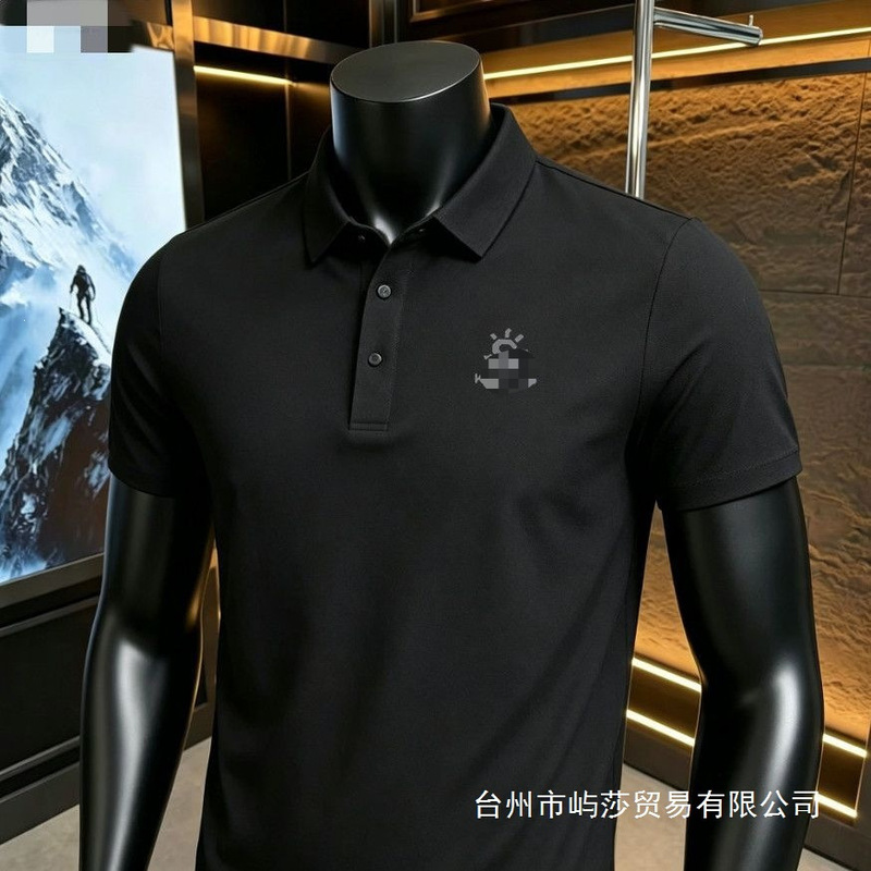 26 Light Luxury Summer New High-End Quick-Dry Polo Shirt for Men, Thin and Breathable, with a Turn-Down Collar, Business Short-Sleeve