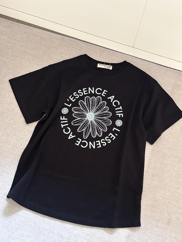 韓国マルディトレンディな半袖フラワープリントゴールドハイシルバー夏ラウンドネック純綿ルーズTシャツトップトレンディ|undefined