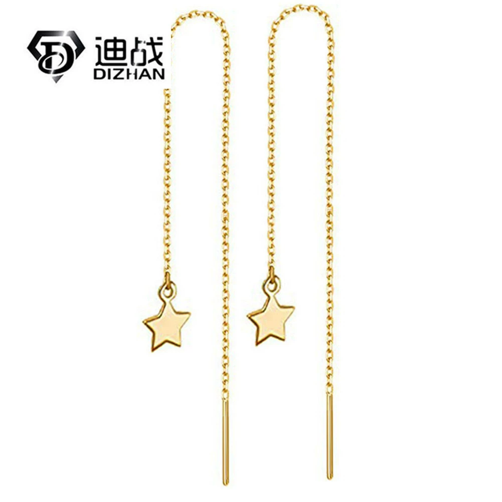 Европейская и американская мода кисточкой Изысканный сладкий темперамент длинные серьги из нержавеющей стали Звезда шар кристалл кулон длинные линии уха