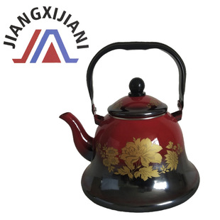 Ready Stock Supply of Enamel Spray-Glazed Antique Gold Kettle, Red Spray-Glazed Decal, Steel Handle Kettle, Induction Cooker for Hotel Use