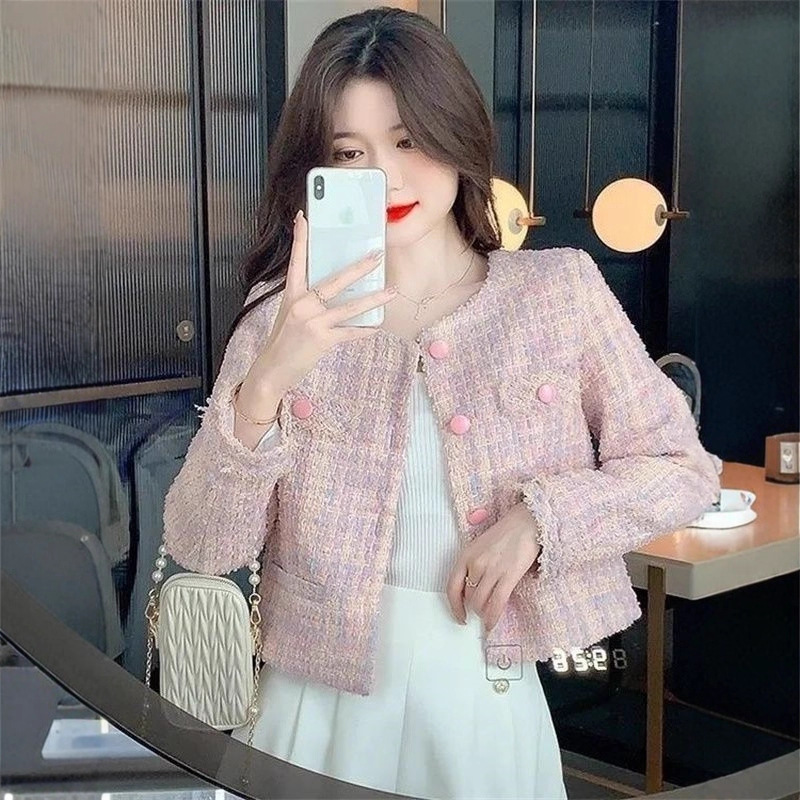 Tweed Style Women's Tweed Short Jacket Spring and Autum 2025 New Style Elegant Petite Tops Autum and Winter Women's Clothing
