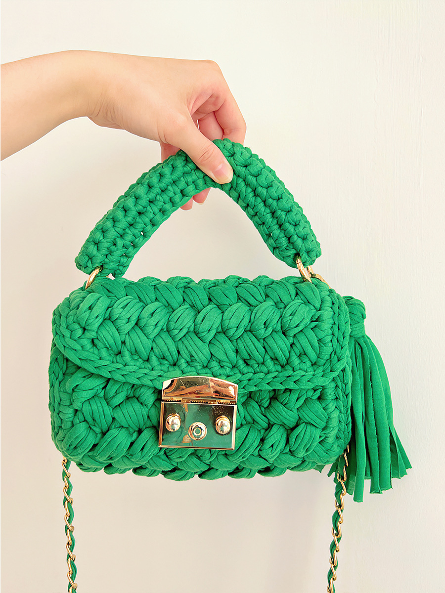 Women's Small Cotton Color Block Vintage Style Lock Clasp Handbag display picture 11