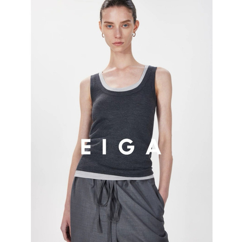 Highly-Rated Italian Luxury L*P& Color-Block Knit Two-Piece Vest Short-Sleeve M1U Style Color-Block Knit Vest Highly-Rated Italian Luxury L*P& Color-Block Knit Two-Piece Vest Short-Sleeve M1U Style Color-Block Knit Vest