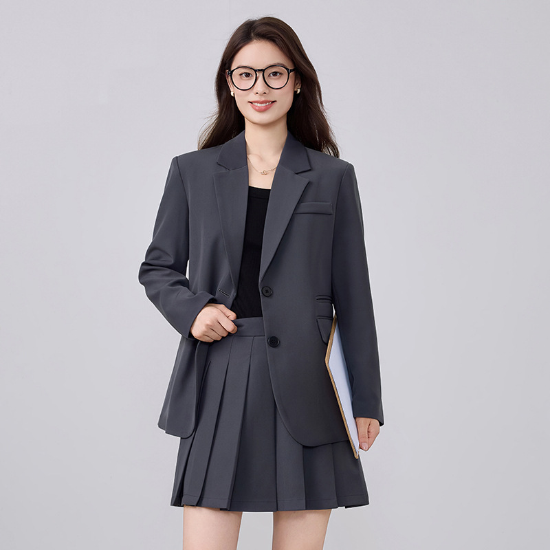 2025秋冬新款灰色西装外套女职业装大学生面试正装高级感西服套装|undefined