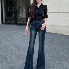 李李服饰IFMR小众纯欲风微喇牛仔裤女款爆款2025新款修身显瘦喇叭