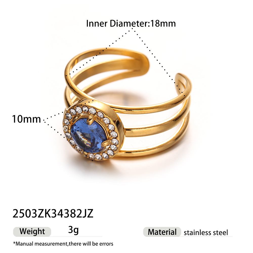 Anillo de acero inoxidable europeo y americano de Tena, acero de titanio, no se desvanece, anillo de gemas de nicho de lujo ligero salvaje, anillo transfronterizo