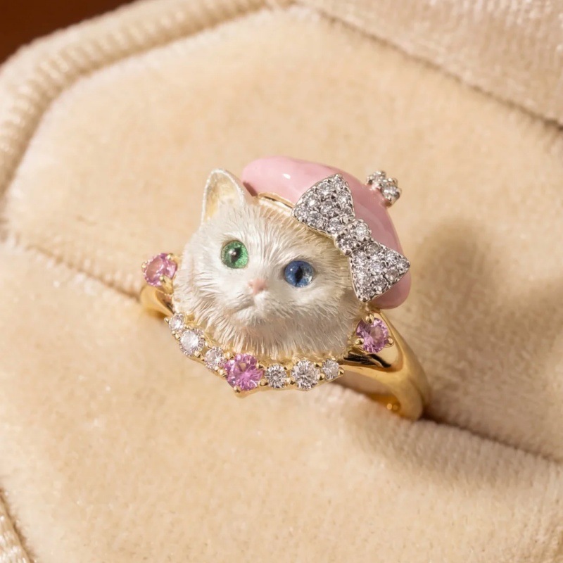 Cute Kitten Ring with Exquisite and Fun Design, Brushed Finish, Adorable Pet-Themed, Sweet Gift for Girlfriend or Best Friend, Ring for Women