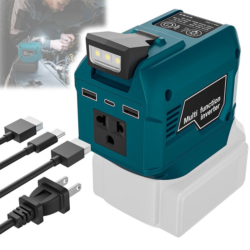 Compatible with Makita, DeWalt, and MiWoki 250W lithium battery inverter 18V20V to 110V US standard PD20WQC3.0