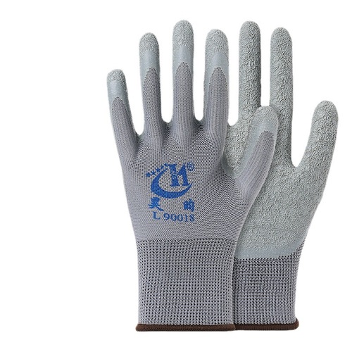 13-needle nylon latex wrinkled gloves anti-slip dipped thickened protective breathable frosted construction site handling labor protection gloves