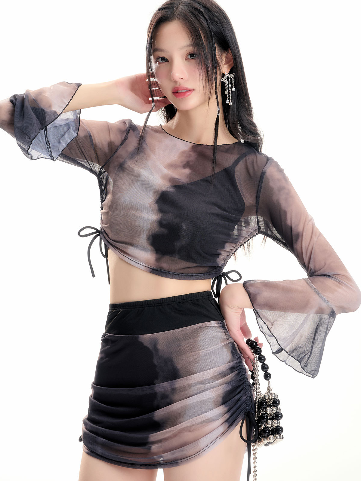 HURUN nueva chica caliente, Maillard, bikini de cuatro piezas, vacaciones de aguas termales, sexy traje de baño de playa, mujer