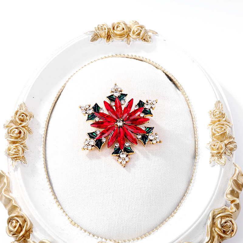 Exquisite Alloy Rhinestone Snowflake Christmas Brooch For Women_voghion.com