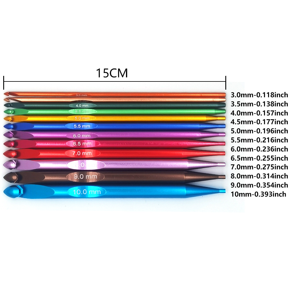 Herramientas de tejido transfronterizas de alúmina color alfombra de crochet desmontable crochet tunecina crochet conjunto de 12 pu