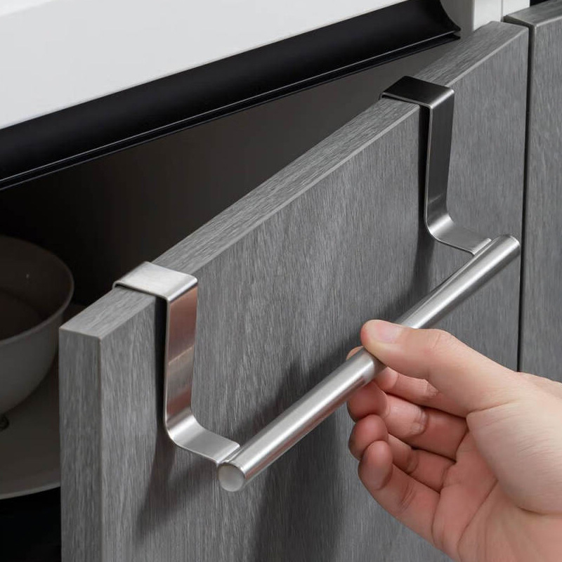 Kitchen Door-Mounted Stainless Steel Simple Cabinet-Style Storage Rack, Cloth Hanging Rack, Towel Bar, Factory Wholesale