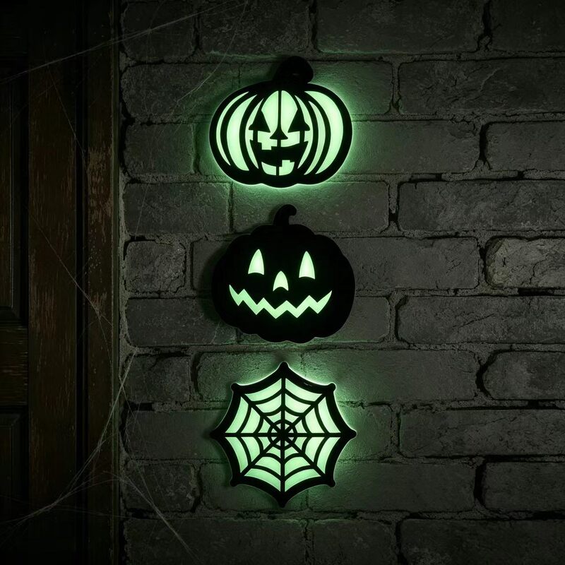 Creative Halloween coasters with spider, ghost, bat, pumpkin designs, wooden coffee cup insulation mats