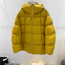 2025冬季新款白鸭绒泡芙连帽方块羽绒服女一手长加厚宽松保暖外套