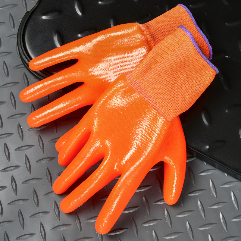 浸胶手套防油防水PVC满挂纯胶手套防油耐酸碱耐磨防护劳保手套