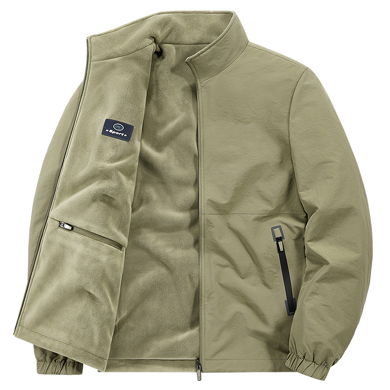 Giacca antivento reversibile da uomo con fodera in pile - Capospalla invernale da 450 g, stile executive, doppio uso (nero, cachi, grigio scuro, blu navy)_voghion.com