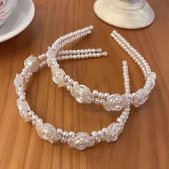 Retro Rose Flower Double Pearl Hair Clip Spring Outing Versatile Unconventional High-End Headband French Women Hair Accessory