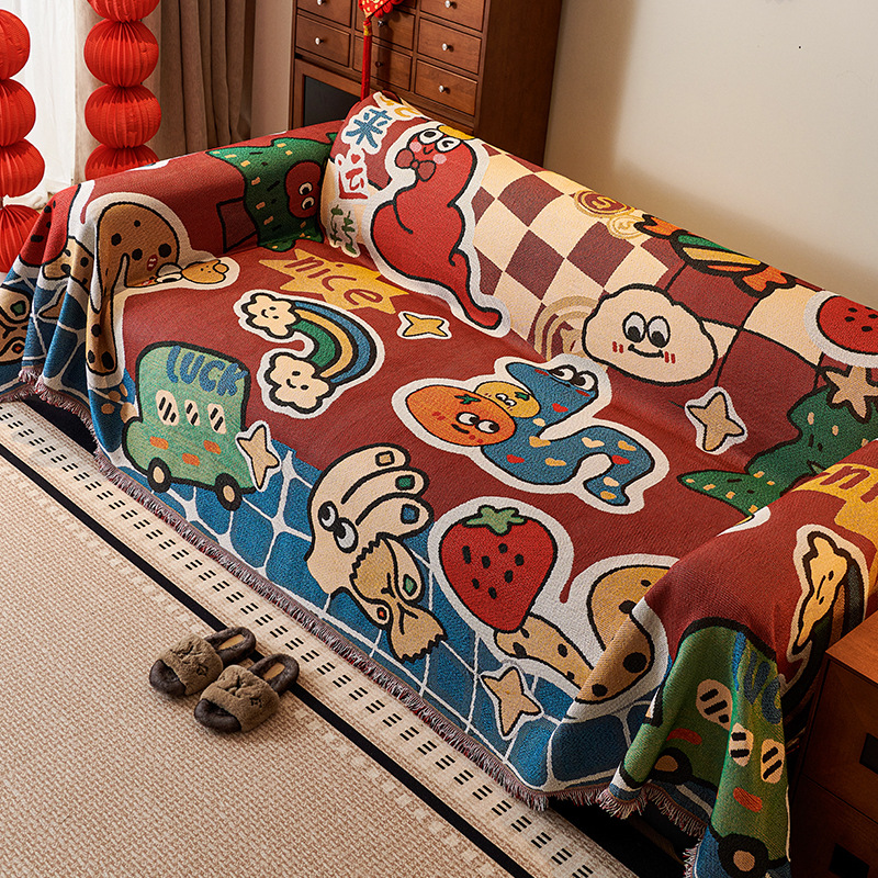 Sofá toalla cojín cuatro estaciones anti-gato universal toalla de cubierta de tela de mesa cubierta de polvo manta decorativa de vacaciones antideslizante de una pieza