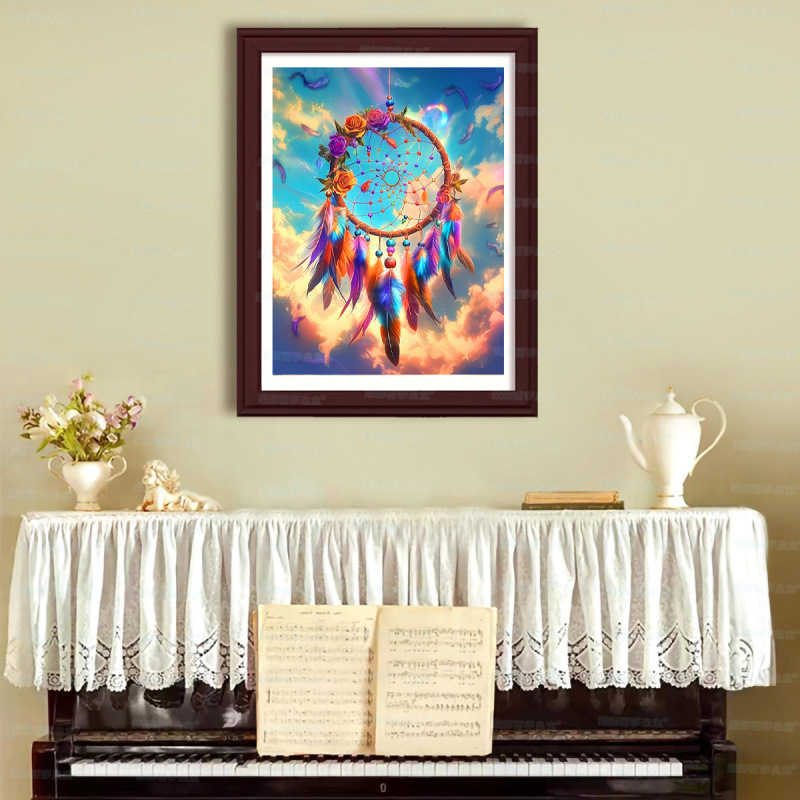 Mona Lisa Real Acrossboard Dreamcatcher y flores dos dibujos animados simples frescos y lindos bordados simples image 4
