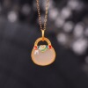 Ancient Set Nephrite  White jade Egg noodles Enamel Bag Pendant fashion temperament Female models Necklace