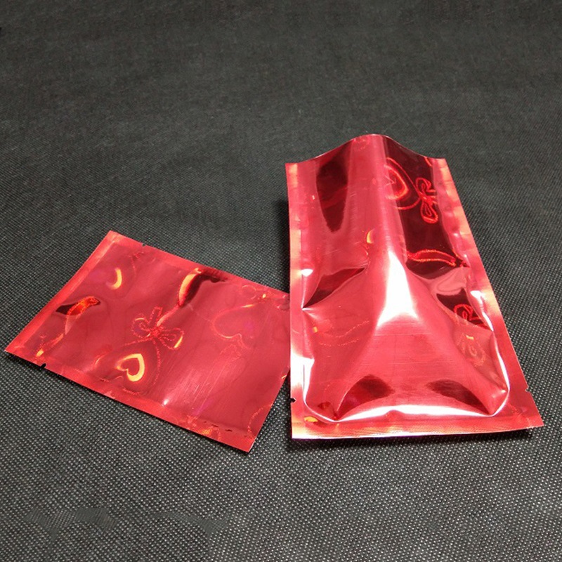 镀铝镭射平口袋红色爱心精美图案铝箔袋茶叶袋面膜化妆品膏药胶袋