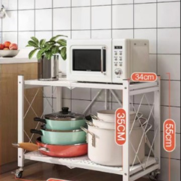 Estante de almacenamiento plegable, estante de almacenamiento multicapa plegable y multifuncional para microondas de cocina, estante de almacenamiento para cocina doméstica