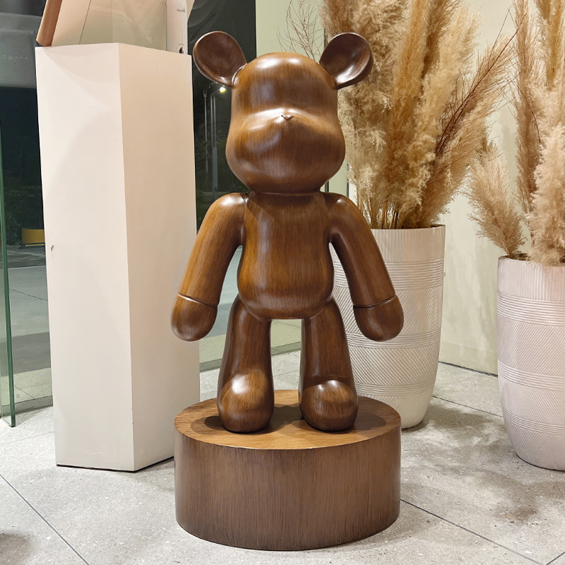 Light Luxury High-End Wood Grain Bear Ornaments Piggy Bank Living Room Tv Cabinet Next to the Sofa Large Floor-Standing Decoration Housewarming Gift