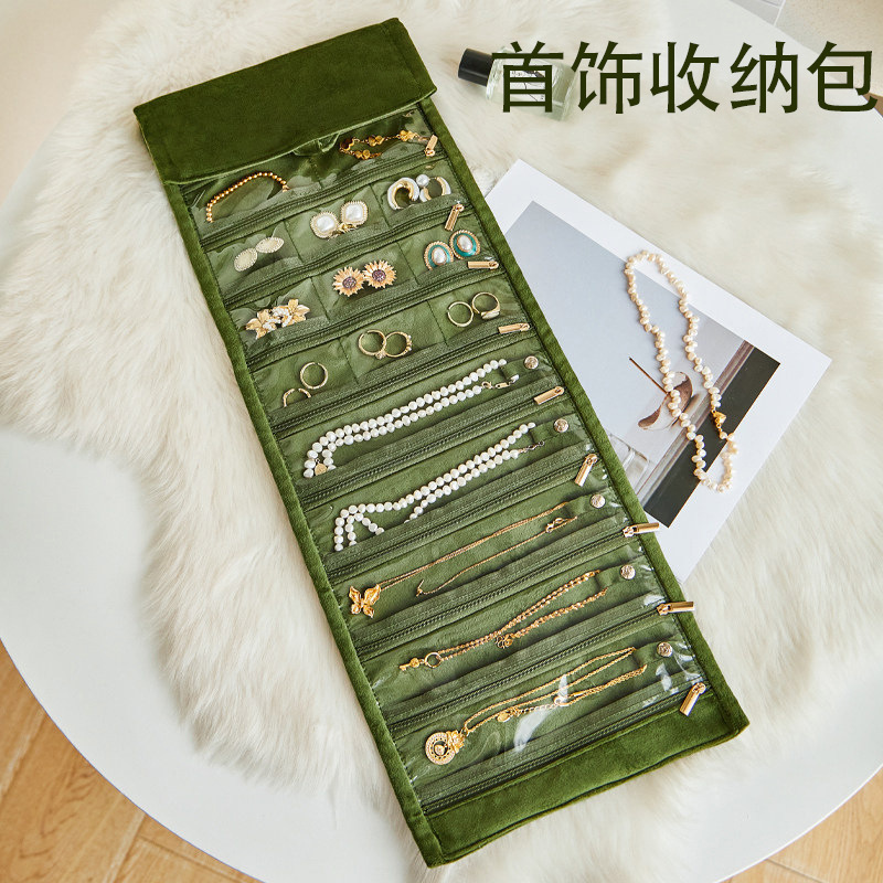 High-end exquisite jewelry bag, multifunctional velvet jewelry storage bag, travel necklace and earring jewelry storage bag
