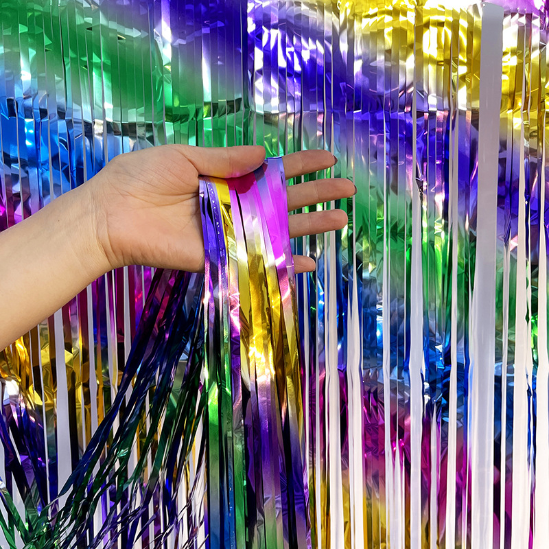 Nueva macaron gradiente cortina de seda la lluvia fiesta cumpleaños boda pared Fondo decoración etapa