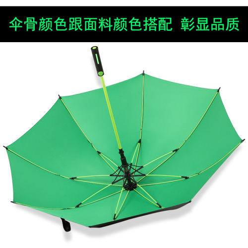 Business welcome straight advertising umbrella Colorful fiber rib long handle golf umbrella Vinyl rain or shine umbrella