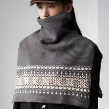 费尔岛复古高领套头针织围巾女冬季外搭叠穿加厚保暖披肩斗篷围脖