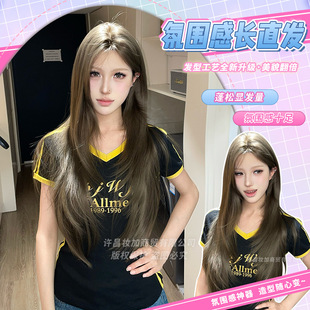 Makeup and Wig for Women with Long Hair Jk Long Straight Korean Style Natural Daily Realistic Bangs Popular Lolita Full Headgear