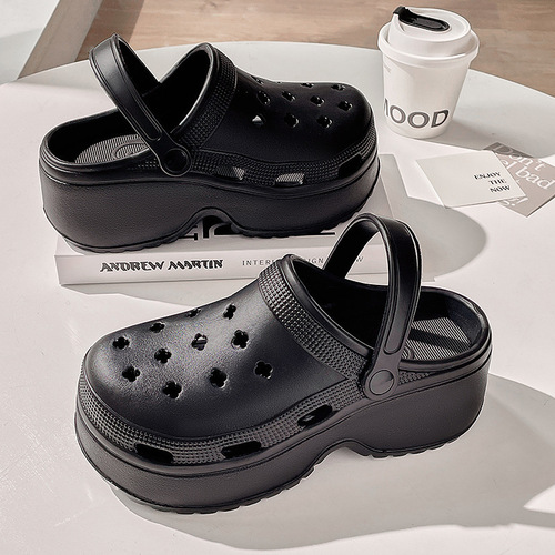 EVA Slip-on Shoes with Holes for Summer, Heel-lifted, Cap-toe, DIY Accessory, Cool Sandals for Outdoor Wear, Cute TEMU Shoes with Floral Patterns