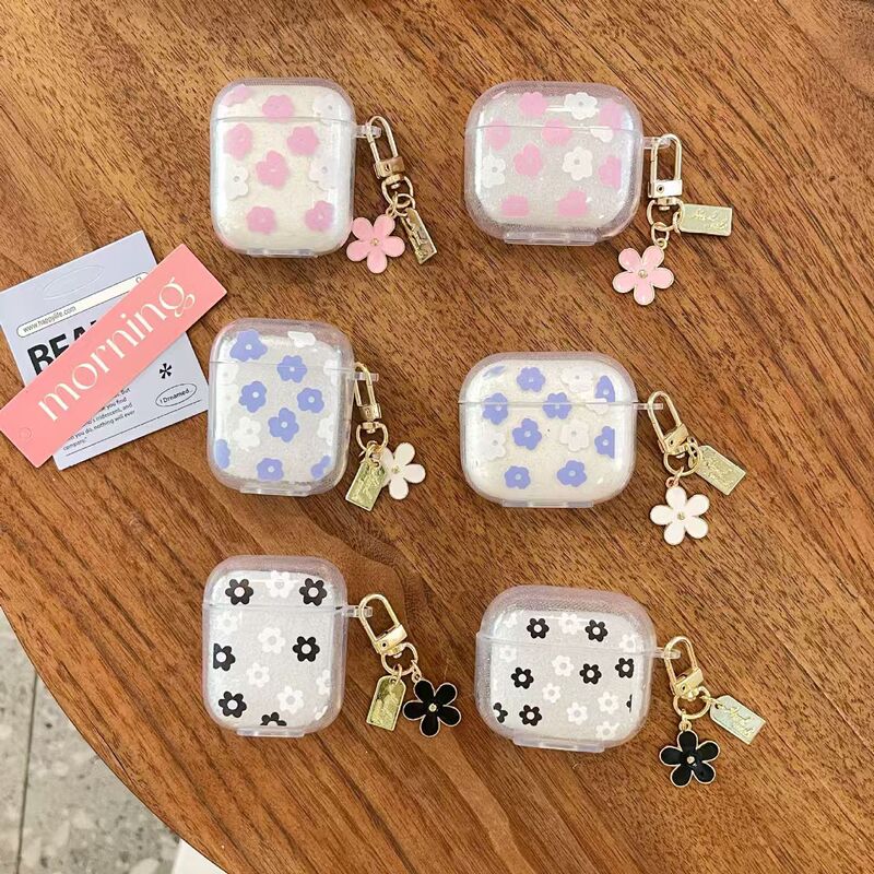 glitter flower airpods pro2 apple bluetooth protective case airpods4 generation pendant new 3 generation transparent case glitter flower airpods pro2 apple bluetooth protective case airpods4 generation pendant new 3 generation transparent case